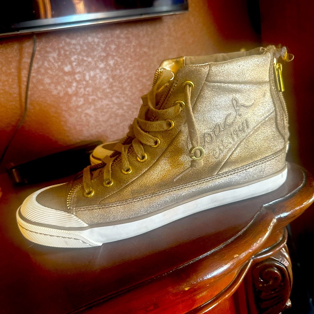 Coach sneakers sparkly gold size 11 fits like a 10